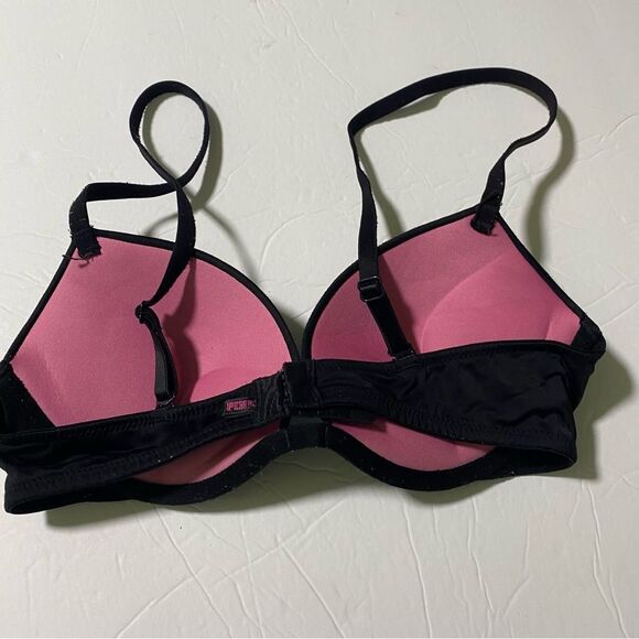 Victoria’s Secret VS PINK BLACK padded push up bra A/B cup - Picture 2 of 5